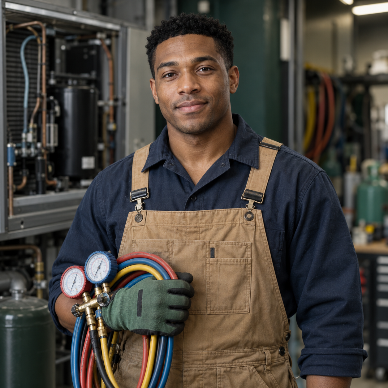 Elias Brooks with repair equipment